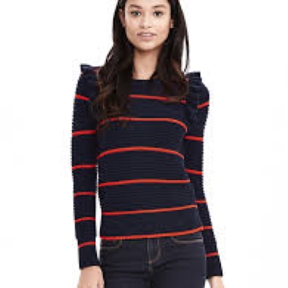 Banana Republic Navy and Orange Striped Sweater - Picture 4 of 6